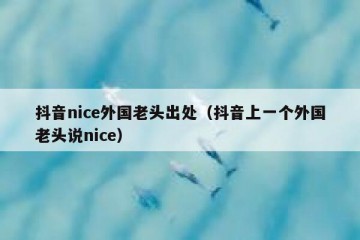 抖音nice外国老头出处（抖音上一个外国老头说nice）