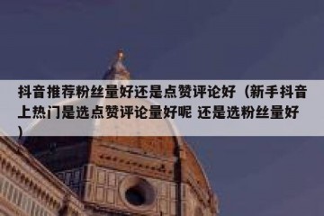 抖音推荐粉丝量好还是点赞评论好（新手抖音上热门是选点赞评论量好呢 还是选粉丝量好）
