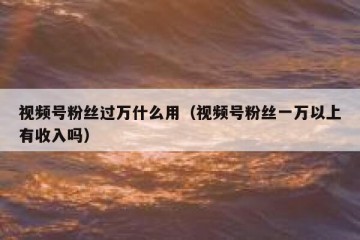 视频号粉丝过万什么用（视频号粉丝一万以上有收入吗）