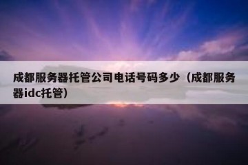 成都服务器托管公司电话号码多少（成都服务器idc托管）