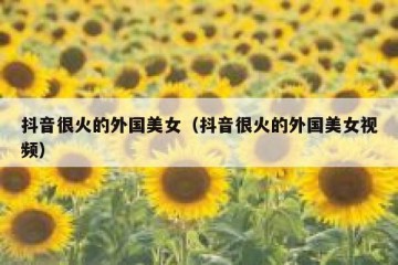 抖音很火的外国美女（抖音很火的外国美女视频）