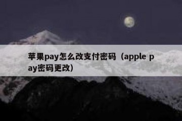 苹果pay怎么改支付密码（apple pay密码更改）