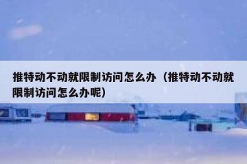 推特动不动就限制访问怎么办（推特动不动就限制访问怎么办呢）