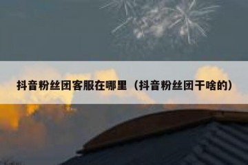 抖音粉丝团客服在哪里（抖音粉丝团干啥的）
