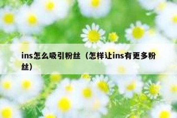 ins怎么吸引粉丝（怎样让ins有更多粉丝）