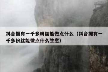抖音拥有一千多粉丝能做点什么（抖音拥有一千多粉丝能做点什么生意）