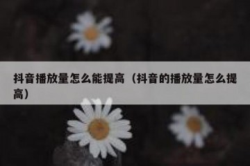 抖音播放量怎么能提高（抖音的播放量怎么提高）