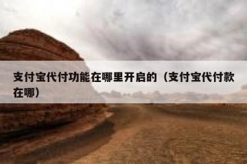支付宝代付功能在哪里开启的（支付宝代付款在哪）