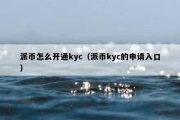 派币怎么开通kyc（派币kyc的申请入口）