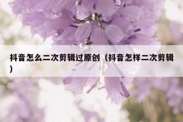 抖音怎么二次剪辑过原创（抖音怎样二次剪辑）