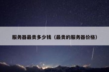 服务器最贵多少钱（最贵的服务器价格）
