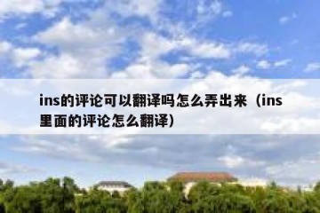ins的评论可以翻译吗怎么弄出来（ins里面的评论怎么翻译）