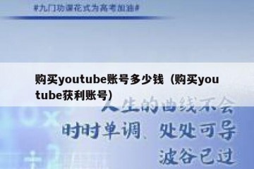 购买youtube账号多少钱（购买youtube获利账号）