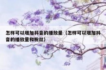 怎样可以增加抖音的播放量（怎样可以增加抖音的播放量和粉丝）
