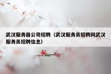武汉服务器公司招聘（武汉服务员招聘网武汉服务员招聘信息）