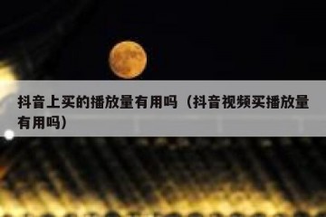 抖音上买的播放量有用吗（抖音视频买播放量有用吗）