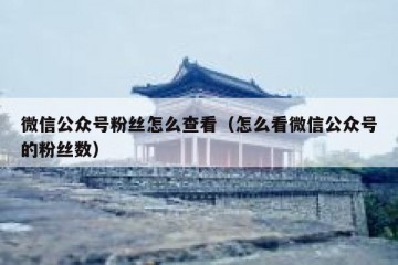微信公众号粉丝怎么查看（怎么看微信公众号的粉丝数）
