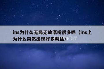 ins为什么无缘无故涨粉很多呢（ins上为什么突然出现好多粉丝）