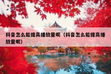 抖音怎么能提高播放量呢（抖音怎么能提高播放量呢）