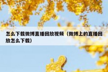 怎么下载微博直播回放视频（微博上的直播回放怎么下载）