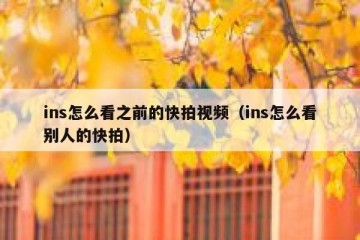 ins怎么看之前的快拍视频（ins怎么看别人的快拍）
