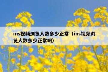 ins视频浏览人数多少正常（ins视频浏览人数多少正常啊）
