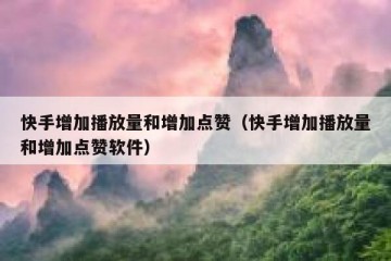 快手增加播放量和增加点赞（快手增加播放量和增加点赞软件）