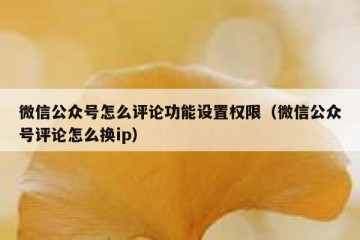 微信公众号怎么评论功能设置权限（微信公众号评论怎么换ip）