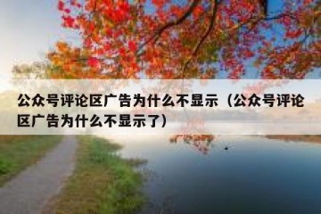 公众号评论区广告为什么不显示（公众号评论区广告为什么不显示了）