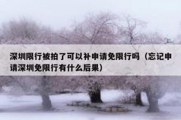 深圳限行被拍了可以补申请免限行吗（忘记申请深圳免限行有什么后果）