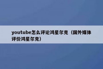 youtube怎么评论鸿星尔克（国外媒体评价鸿星尔克）