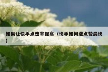 如果让快手点击率提高（快手如何涨点赞最快）