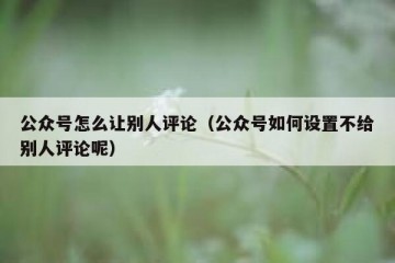公众号怎么让别人评论（公众号如何设置不给别人评论呢）