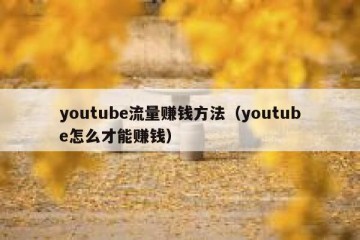 youtube流量赚钱方法（youtube怎么才能赚钱）