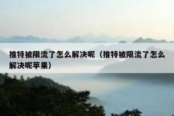 推特被限流了怎么解决呢（推特被限流了怎么解决呢苹果）