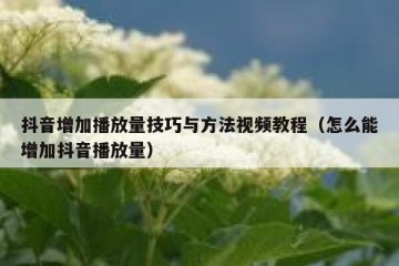 抖音增加播放量技巧与方法视频教程（怎么能增加抖音播放量）