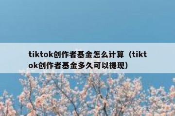 tiktok创作者基金怎么计算（tiktok创作者基金多久可以提现）