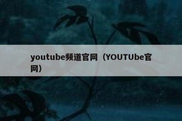 youtube频道官网（YOUTUbe官网）