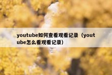 youtube如何查看观看记录（youtube怎么看观看记录）