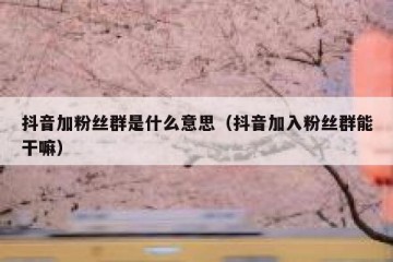 抖音加粉丝群是什么意思（抖音加入粉丝群能干嘛）