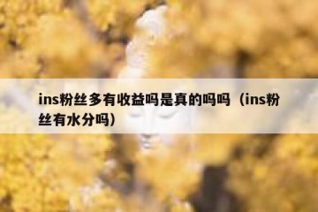 ins粉丝多有收益吗是真的吗吗（ins粉丝有水分吗）