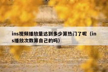 ins视频播放量达到多少算热门了呢（ins播放次数算自己的吗）