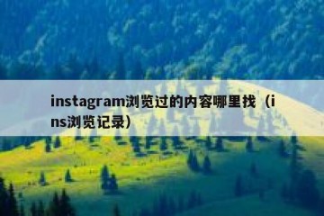 instagram浏览过的内容哪里找（ins浏览记录）