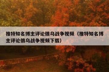 推特知名博主评论俄乌战争视频（推特知名博主评论俄乌战争视频下载）