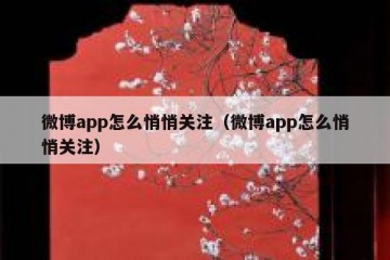 微博app怎么悄悄关注（微博app怎么悄悄关注）