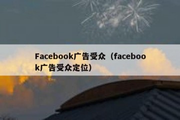 Facebook广告受众（facebook广告受众定位）