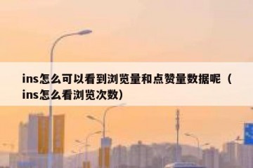ins怎么可以看到浏览量和点赞量数据呢（ins怎么看浏览次数）