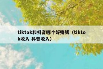 tiktok和抖音哪个好赚钱（tiktok收入 抖音收入）