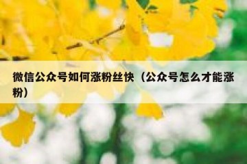 微信公众号如何涨粉丝快（公众号怎么才能涨粉）