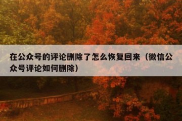 在公众号的评论删除了怎么恢复回来（微信公众号评论如何删除）